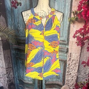 Rose + Olive flowery sleeveless blouse, size medium ( see measurements), GUC